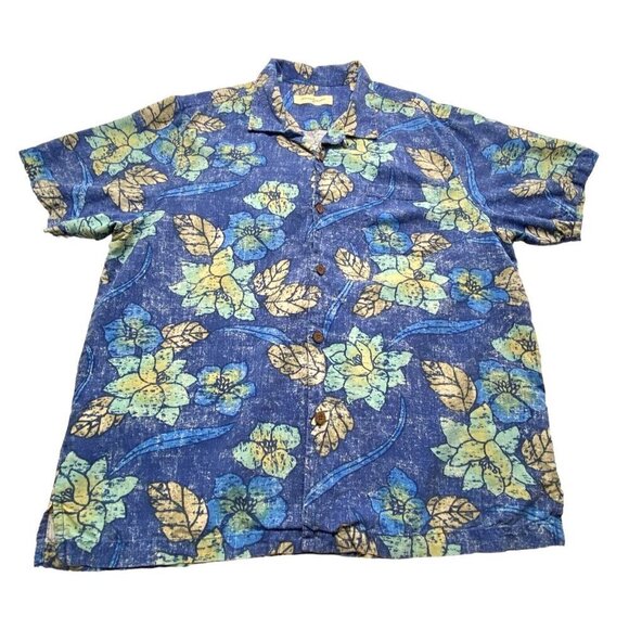 TOMMY BAHAMA Hawaiian Shirt Short Sleeve Button Front Vacation Men Blue XL 2-32 - Picture 1 of 11